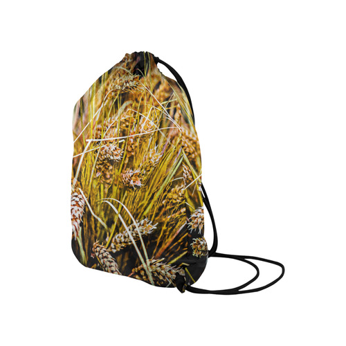 Grain Wheat wheatear Autumn Harvest Thanksgiving Medium Drawstring Bag Model 1604 (Twin Sides) 13.8"(W) * 18.1"(H)