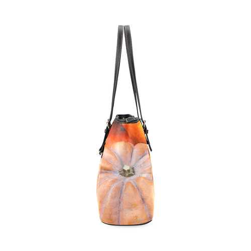 Pumpkin Halloween Thanksgiving Crop Holiday Cool Leather Tote Bag/Small (Model 1640)