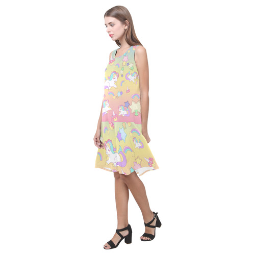 We love Unicorns Sleeveless Splicing Shift Dress(Model D17)