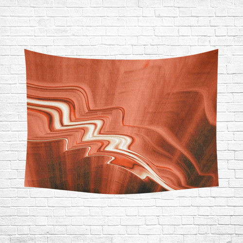 Red Cliffs Abstract Fractal Landscape Cotton Linen Wall Tapestry 80"x 60"