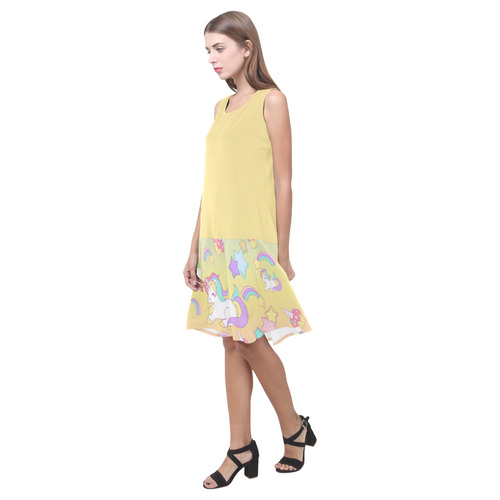 We love Unicorns Sleeveless Splicing Shift Dress(Model D17)