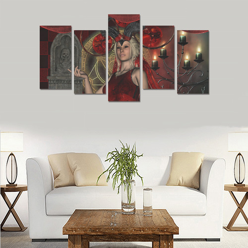 Wonderful dark fairy with candle light Canvas Print Sets E (No Frame)
