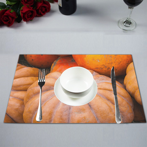 Pumpkin Halloween Thanksgiving Crop Holiday Cool Placemat 12’’ x 18’’ (Set of 2)