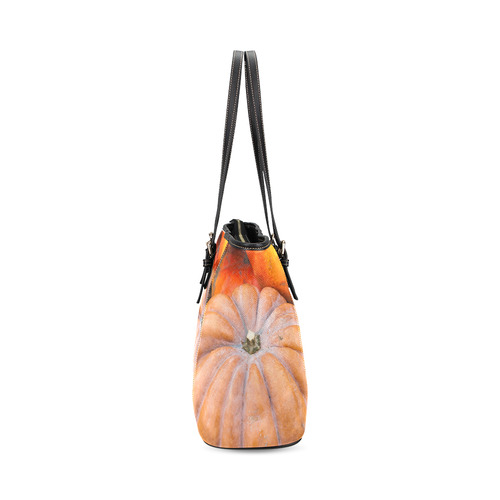 Pumpkin Halloween Thanksgiving Crop Holiday Cool Leather Tote Bag/Large (Model 1640)