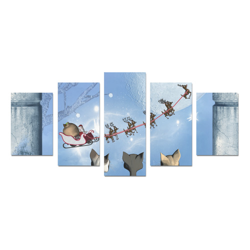 Christmas, cute cats and Santa Claus Canvas Print Sets D (No Frame)