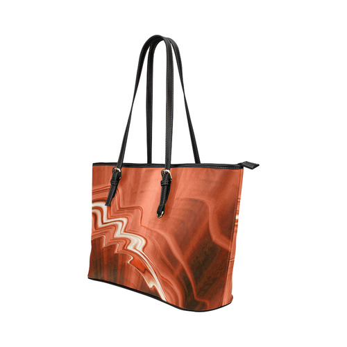 Red Cliffs Abstract Fractal Landscape Leather Tote Bag/Small (Model 1651)