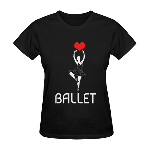 Ballerina Ballet Red Heart Beautiful Art White Fun Sunny Women's T-shirt (Model T05)