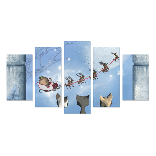 Christmas, cute cats and Santa Claus Canvas Print Sets A (No Frame)