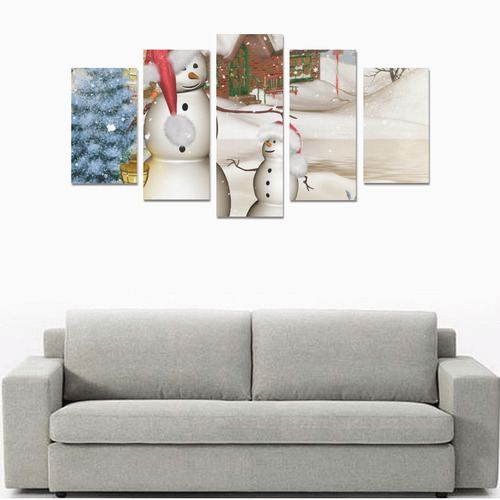 Christmas, Funny snowman with hat Canvas Print Sets A (No Frame)
