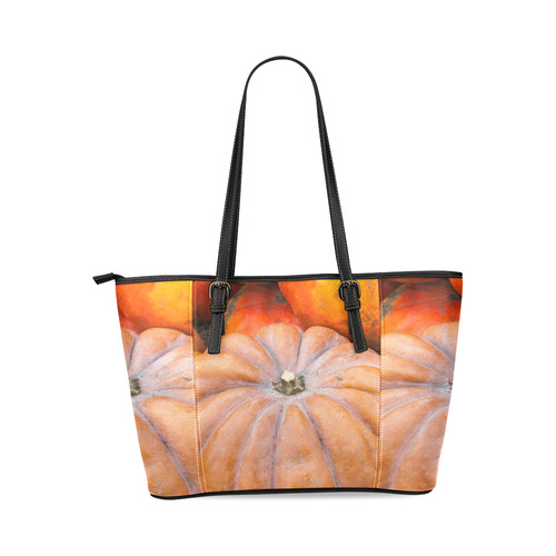 Pumpkin Halloween Thanksgiving Crop Holiday Cool Leather Tote Bag/Small (Model 1640)