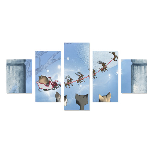 Christmas, cute cats and Santa Claus Canvas Print Sets B (No Frame)
