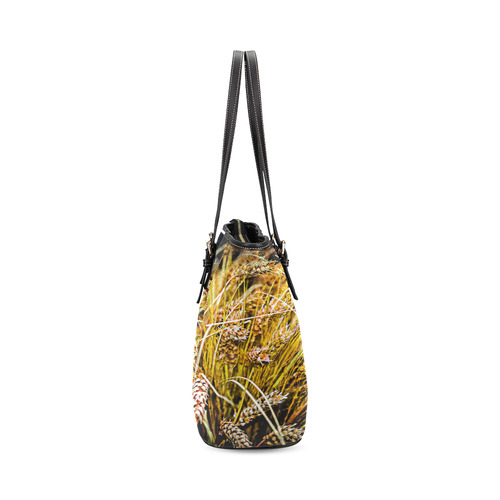 Grain Wheat wheatear Autumn Crop Thanksgiving Leather Tote Bag/Small (Model 1640)