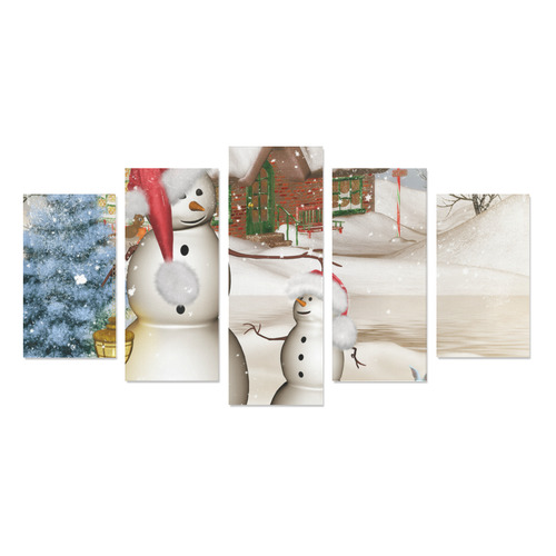 Christmas, Funny snowman with hat Canvas Print Sets A (No Frame)