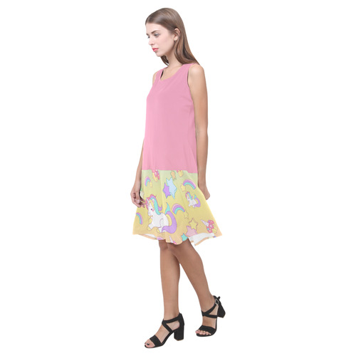 We love Unicorns Sleeveless Splicing Shift Dress(Model D17)