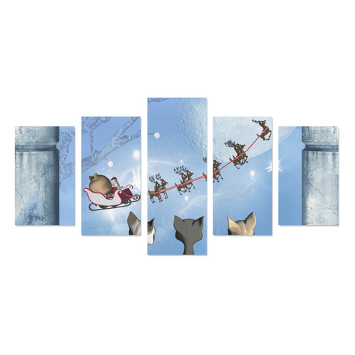 Christmas, cute cats and Santa Claus Canvas Print Sets C (No Frame)