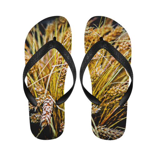 Grain Wheat wheatear Autumn Crop Thanksgiving Flip Flops for Men/Women (Model 040)