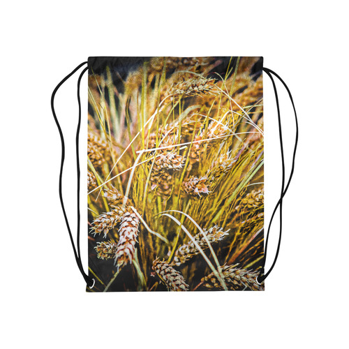 Grain Wheat wheatear Autumn Harvest Thanksgiving Medium Drawstring Bag Model 1604 (Twin Sides) 13.8"(W) * 18.1"(H)