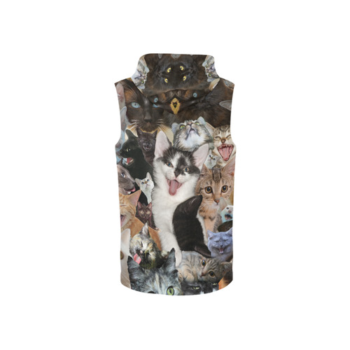 Crazy Kitten Show All Over Print Sleeveless Zip Up Hoodie for Women (Model H16)