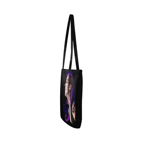 Daydreaming pretty young woman oil, purple Reusable Shopping Bag Model 1660 (Two sides)