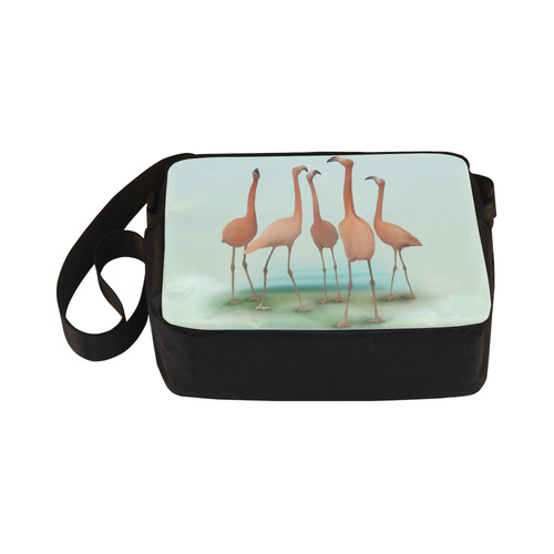 Flamingo Mingle, watercolor, birds Classic Cross-body Nylon Bags (Model 1632)