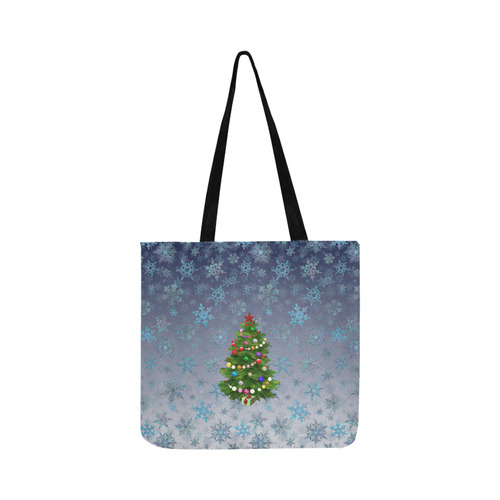 Christmas Tree at night, snowflakes Reusable Shopping Bag Model 1660 (Two sides)
