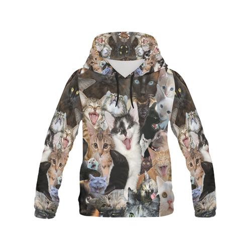 Crazy Kitten Show All Over Print Hoodie for Women (USA Size) (Model H13)