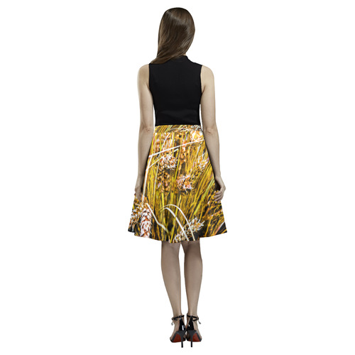 Grain Wheat wheatear Autumn Crop Thanksgiving Melete Pleated Midi Skirt (Model D15)