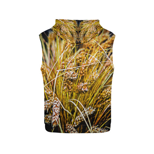 Grain Wheat wheatear Autumn Crop Thanksgiving All Over Print Sleeveless Hoodie for Women (Model H15)