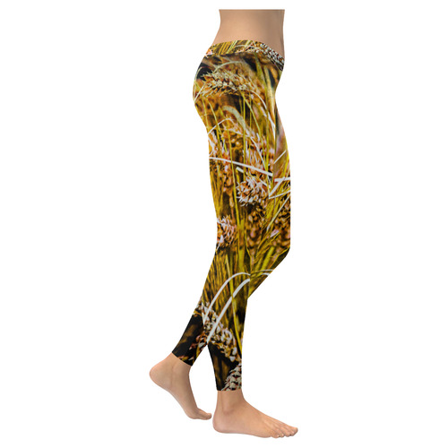 Grain Wheat wheatear Autumn Crop Thanksgiving Women's Low Rise Leggings (Invisible Stitch) (Model L05)