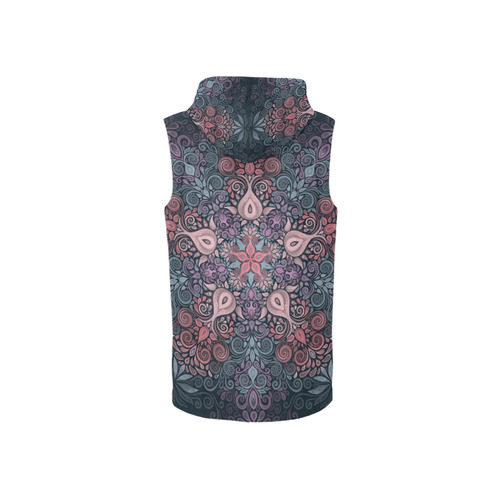 Baroque Garden Watercolor Mandala, pastels All Over Print Sleeveless Zip Up Hoodie for Women (Model H16)