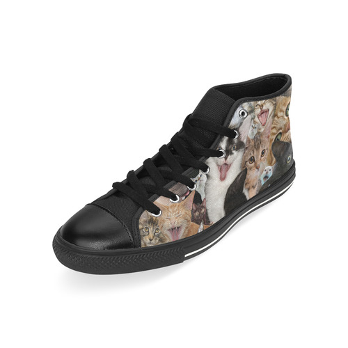 Crazy Kitten Show High Top Canvas Shoes for Kid (Model 017)