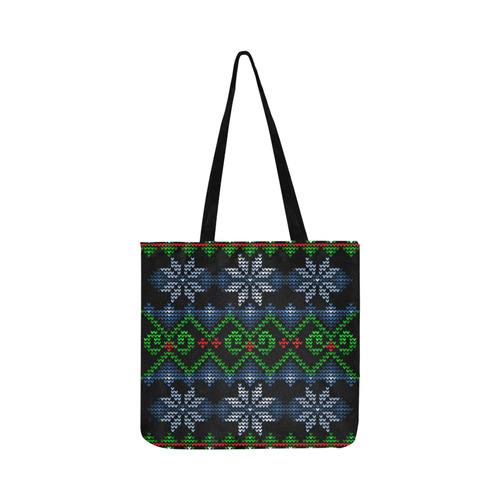 Ugly Christmas Sweater Faux Knit - snow, Christmas Reusable Shopping Bag Model 1660 (Two sides)