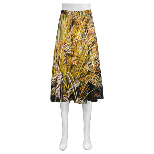 Grain Wheat wheatear Autumn Crop Thanksgiving Mnemosyne Women's Crepe Skirt (Model D16)