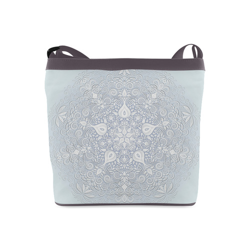 White and Blue Watercolor Mandala Crossbody Bags (Model 1613)