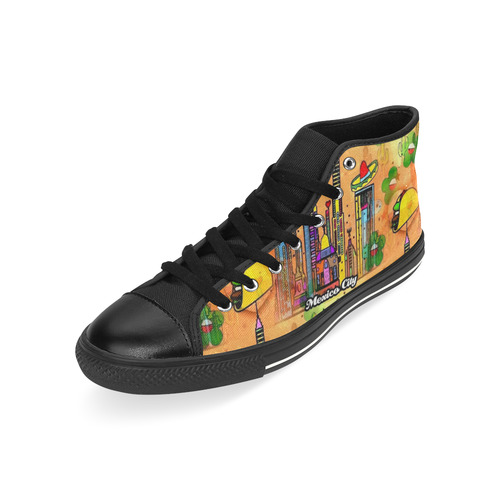 Mexico City Popart by Nico Bielow High Top Canvas Women's Shoes/Large Size (Model 017)