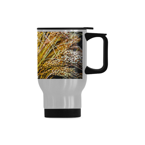 Grain Wheat wheatear Autumn Crop Thanksgiving Travel Mug (Silver) (14 Oz)