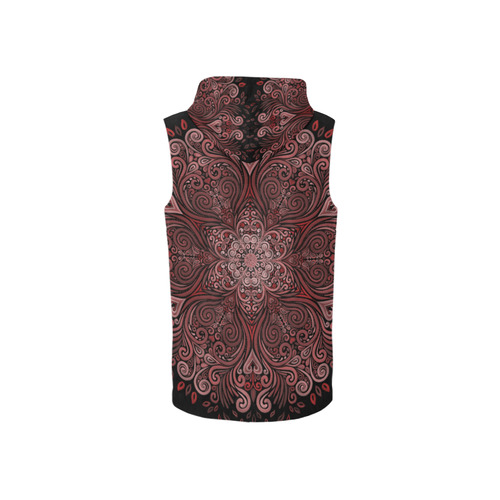 Red, orange, pink and brown 3D Mandala Pattern All Over Print Sleeveless Zip Up Hoodie for Women (Model H16)