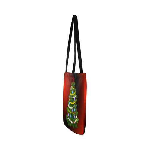 Christmas Tree on red Reusable Shopping Bag Model 1660 (Two sides)