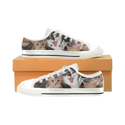 Crazy Kitten Show Low Top Canvas Shoes for Kid (Model 018)