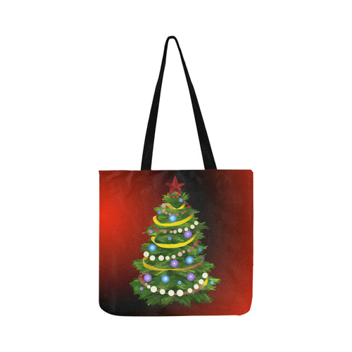 Christmas Tree on red Reusable Shopping Bag Model 1660 (Two sides)