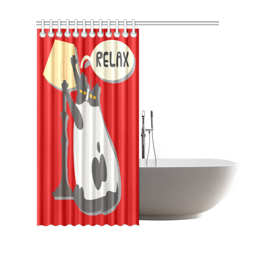 Funny  Relax Speech Bubble Cat Clawing Lamp Shower Curtain 69"x72"