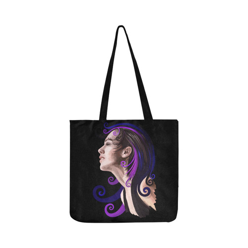 Daydreaming pretty young woman oil, purple Reusable Shopping Bag Model 1660 (Two sides)