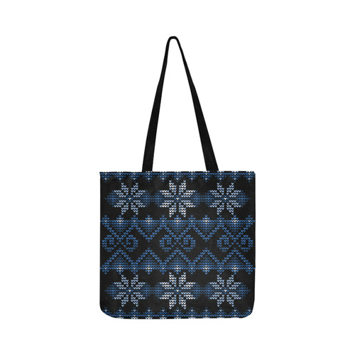 Ugly Christmas Sweater Faux Knit blue, Christmas Reusable Shopping Bag Model 1660 (Two sides)