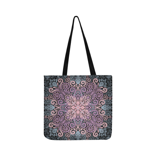 Pink, purple blue, Boho Watercolor Ornate Reusable Shopping Bag Model 1660 (Two sides)