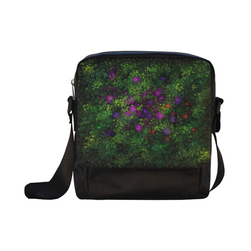 Wild Rose Garden, Oil painting. Red, purple, green Crossbody Nylon Bags (Model 1633)