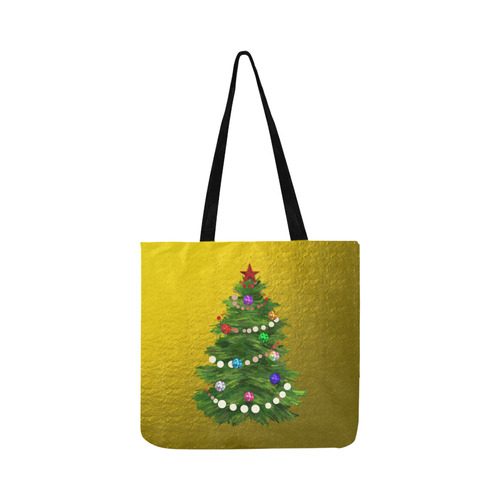 Christmas Tree on Gold Reusable Shopping Bag Model 1660 (Two sides)