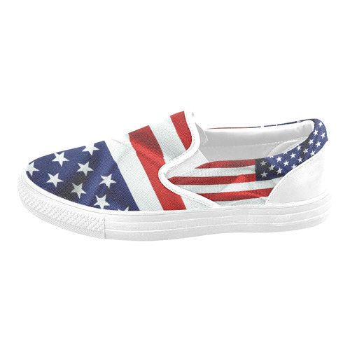 America Flag Banner Patriot Stars Stripes Freedom Men's Slip-on Canvas Shoes (Model 019)
