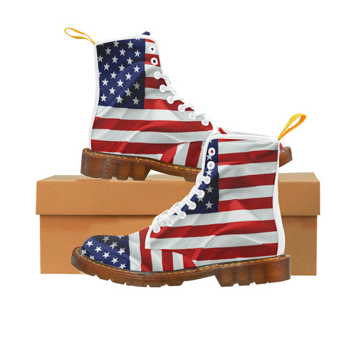 America Flag Banner Patriot Stars Stripes Freedom Martin Boots For Women Model 1203H