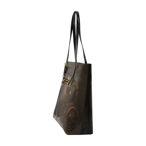 Vintage gothic brown steampunk clocks and gears Euramerican Tote Bag/Small (Model 1655)