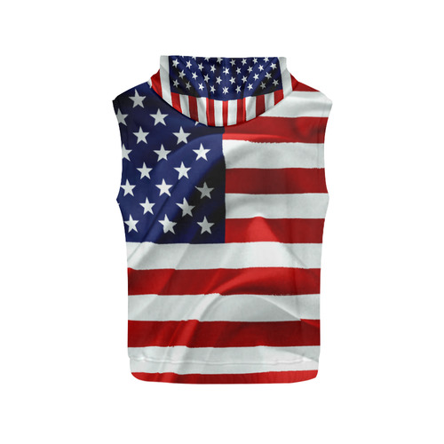 America Flag Banner Patriot Stars Stripes Freedom All Over Print Sleeveless Hoodie for Women (Model H15)